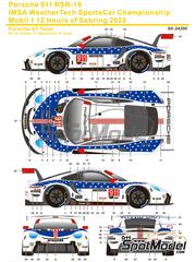 SK Decals: Marking / livery 1/24 scale - Porsche 911 RSR-19 Porsche GT Team sponsored by Tag Heuer #911, 912 - Earl Bamber (AU) + Frdric 'Mako' Makowiecki (FR) + Nick Tandy (GB), Earl Bamber (AU) + Laurens Vanthoor (BE) + Neel Jani (CH) - 12 Hours Sebring 2020 - water slide decals and placement instructions - for Nunu reference PN24040
