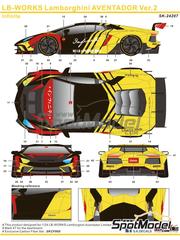 SK Decals: Marking / livery 1/24 scale - Lamborghini Aventador Liberty Walk LB Works Version 2 sponsored by Infinite - water slide decals and placement instructions - for Aoshima reference AOSH-059951