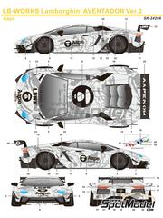 SK Decals: Marking / livery 1/24 scale - Lamborghini Aventador Liberty Walk LB Works Version 2 sponsored by Aape - resin parts, water slide decals and placement instructions - for Aoshima reference AOSH-059951