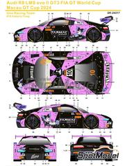 SK Decals: Marking / livery 1/24 scale - Audi R8 LMS Evo II GT3 Uno Racing Team sponsored by Tarmac Works #10 - Adderly Cheun Yue Fong (HK) - Macau FIA GT World Cup Championship 2024 - water slide decals and placement instructions - for Nunu references PN24026, NU24026, PN24026.OUTLET and PN24044