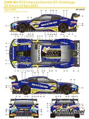 SK Decals: Decoracin escala 1/24 - BMW M4 GT3 Equipo WRT patrocinado por Skechers N 46 - Augusto Farfus (BR) + Valentino Rossi (IT) + Maxime Martin (BE) - CrowdStrike 24 Horas de Spa 2023 - calcas de agua e instrucciones de colocacin - para las referencias de Nunu PN24045 y PN24057
