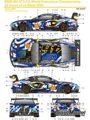 SK Decals: Decoracin escala 1/24 - BMW M4 GT3 Equipo WRT patrocinado por Pertamax Turbo, Monster N 46 - Valentino Rossi (IT) + Maxime Martin (BE) + Ahmad Al Harthy (OM) - 24 Horas de Le Mans 2024 - calcas de agua e instrucciones de colocacin - para las referencias de Nunu PN24045 y PN24057