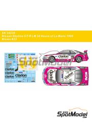 SK Decals: Marking / livery 1/24 scale - Nissan Skyline GT-R LM Nismo Team sponsored by Clarion #23 - Kazuyoshi Hoshino (JP) + Toshio Suzuki (JP) + Masahiko Kageyama (JP) - 24 Hours Le Mans 1995 - paint masks, water slide decals and placement instructions - for Tamiya reference TAM24161