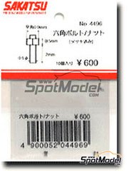 Sakatsu: Detail - Hex bolt with nut 0.9mm subtend plated - 10 units