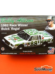 Salvinos JR Models: Car scale model kit 1/24 scale - Buick Regal DiGard Motorsports Team sponsored by Gatorade #88 - Robert Arthur 'Bobby' Allison (US) - Daytona 500 miles 1982 - plastic parts, rubber parts, water slide decals, assembly instructions and painting instructions