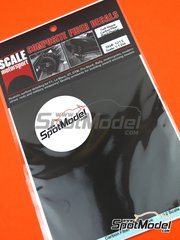 Scale Motorsport: Calca de trama de fibra de carbono escala 1/12 - Fibra de carbono trama diagonal gris plateado y negra con textura de tamao super grande - calcas de agua