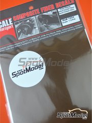 Scale Motorsport: Calca de trama de kevlar escala 1/24 - Fibra de kevlar trama cuadrada ambar y negro con textura de tamao mediano - calcas de agua