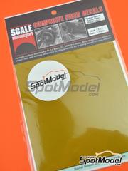 Scale Motorsport: Calca de trama de kevlar escala 1/12 - Kevlar amarillo sobre fondo negro con trama entrelazada tamao super grande - calcas de agua