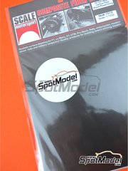 Scale Motorsport: Calca de trama de fibra de carbono escala 1/12 - Fibra de carbono de alta definicion con textura de tamao super grande gris metalizado y negro - calcas de agua