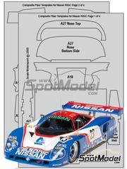 Scale Motorsport: Carbon fibre pattern decal set 1/24 scale - Nissan R89C - water slide decals and placement instructions - for Tamiya reference TAM24093