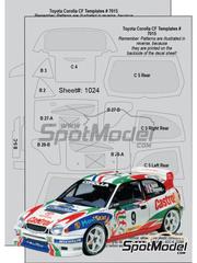 Scale Motorsport: Carbon fibre pattern decal set 1/24 scale - Toyota Corolla WRC - water slide decals and placement instructions - for Tamiya reference TAM24209