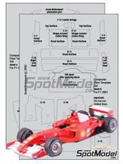 Scale Motorsport: Patron de fibra de carbono en calca escala 1/20 - Ferrari F2001 - calcas de agua e instrucciones de colocacin - para la referencia de Tamiya TAM20052