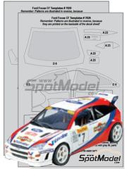 Scale Motorsport: Carbon fibre pattern decal set 1/24 scale - Ford Focus WRC - water slide decals and placement instructions - for Tamiya reference TAM24217