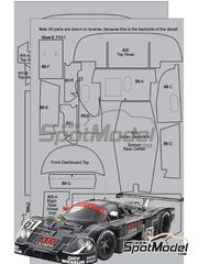 Scale Motorsport: Carbon fibre pattern decal set 1/24 scale - Sauber Mercedes C9 - water slide decals and placement instructions - for Tamiya references TAM24091, TAM24310 and TAM24359