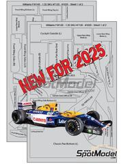 Scale Motorsport: Carbon fibre pattern decal set 1/20 scale - Williams Renault FW14B - water slide decals and placement instructions - for Fujimi references FJ09052, 090528,  GP-17, FJ090702, 09070, GP-24, FJ090757, 09075, GPSP-13, FJ090795, 09079, GP-26, FJ091976, 09079 and GP-26