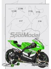 Scale Motorsport: Carbon fibre pattern decal set 1/12 scale - Kawasaki Ninja ZX-RR 2006 - water slide decals and assembly instructions - for Tamiya reference TAM14109