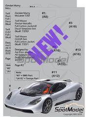 Scale Motorsport: Carbon fibre pattern decal set 1/24 scale - Gordon Murray GMA Type 50 Full Carbon Jacket - Pewter Metallic - water slide decals and assembly instructions - for Tamiya reference TAM24364