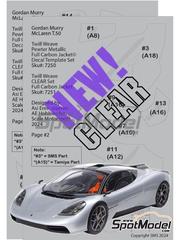 Scale Motorsport: Carbon fibre pattern decal set 1/24 scale - Gordon Murray GMA Type 50 Full Carbon Jacket - Twill weave/Clear - water slide decals and assembly instructions - for Tamiya reference TAM24364