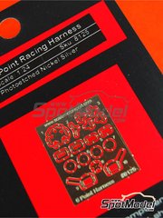 Scale Motorsport: Cinturones escala 1/24 - Cierre de arnes moderno de 6 puntos - fotograbados y manual de instrucciones