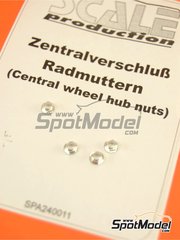 Scale Production: Nuts 1/24 scale - Central wheel hub nuts modern - CNC metal parts - 4 units