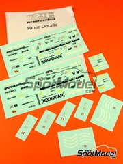 Scale Production: Decals 1/24 scale - Tuner sponsors: Speedhunters, idlers, Recaro, RWB, H&R, K&W, Sparco, Hoonigan, Ruf, STR, Illest, Tire Slayer, DP Motorsport, 9FF. image
