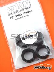 Scale Production: Neumticos escala 1/24 - Slick lisos de 15 pulgadas set 2 - piezas de goma - 4 unidades