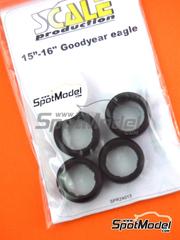 Scale Production: Tyre set 1/24 scale - Tread tires 15/16-inches - rubber parts - 2 + 2 units