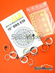 Scale Production: Llantas escala 1/24 - BBS E56 16 pulgadas - piezas de metal mecanizado, fotograbados, piezas de plstico, piezas de resina y piezas de metal torneado - para la referencia de Italeri 3625, o las referencias de Revell REV07031 y REV07032, o las referencias de Tamiya TAM24328 y TAM24334 - 4 unidades