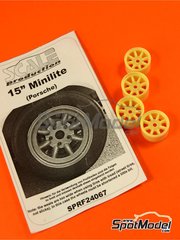 Scale Production: Llantas escala 1/24 - Minilite de 15 pulgadas  - piezas de resina - para las referencias de Revell REV07031, REV07031.OUTLET, REV07032, REV07685 y REV07685.OUTLET, o las referencias de Tamiya TAM24328 y TAM24334 - 4 unidades