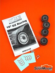 Scale Production: Rims 1/24 scale - 18 inches OZ Racing DTM - CNC metal parts, resin parts and water slide decals - for Beemax Model Kits references B24007 and Aoshima 098196, or Decalcas reference DCL-DEC006, or Fujimi references FJ126746 and RS-17