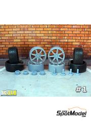 Scale Production: Rims and tyres set 1/24 scale - 18 inches Axis Se7en with Nankang tyre for Tamiya / Fujimi / Aoshima - 3D printed parts and rubber parts - 4 units image