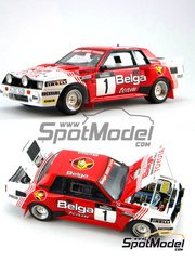 Scuderia Italia.Lab: Car scale model kit 1/24 scale - Toyota Celica TA64 Group B sponsored by Belga #1 - Juha Kankkunen (FI) + Fred Gallagher (GB) - Lotto Haspengouw Rally 1985 - Multimaterial kit
