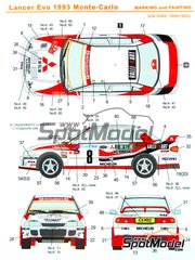 Decals 1/24 ref 0204 mitsubishi lancer baroni rallye monte carlo 1998 wrc rally 