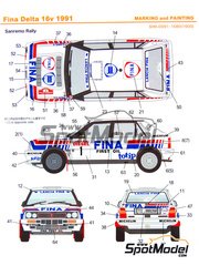 Shunko Models: Decals 1/24 scale - Lancia Delta 16v sponsored by Fina #1 - Didier Auriol (FR) + Bernard Occelli (FR) - Sanremo Rally 1991 - for Hasegawa kit