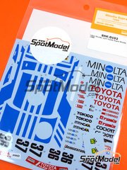 Shunko Models: Marking / livery 1/24 scale - Toyota Supra Turbo Group A sponsored by Minolta #36, 37 - Geoff Lees (GB) + Keiichi Suzuki (JP), Masanori Sekiya (JP) + Hitoshi Ogawa (JP) 1988 - water slide decals and assembly instructions - for Tamiya reference TAM24076 image