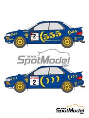 Shunko Models: Marking / livery 1/24 scale - Subaru Impreza WRX 555 Subaru World Rally Team #2, 5 - Ari Vatanen (FI) + Bruno Berglund (SE), Colin McRae (GB) + Derek Ringer (GB) - Great Britain RAC Rally, 1000 Lakes Finland Rally 1993 - water slide decals and assembly instructions - for Hasegawa references 20297, 25017 and CR-17 image