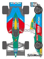 Shunko Models: Marking / livery 1/24 scale - Benetton Ford B190 Benetton Formula Ltd Team sponsored by Autopolis #19, 20 - Nelson Piquet (BR), Roberto Moreno (BR), Alessandro Nannini (IT) - FIA Formula 1 World Championship 1990 - water slide decals and assembly instructions - for Hasegawa references 20340, FS5, FS-5, 23010, CF10, CF-10, 51550, SP50, 23013, CF13 and CF-13 image