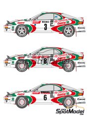 Shunko Models: Marking / livery 1/24 scale - Toyota Celica GT-Four WRC sponsored by Castrol #3, 7, 6, 8 - Juha Kankkunen (FI) + Juha Piironen (FI), Didier Auriol (FR) + Bernard Occelli (FR) - Monte Carlo Rally - Rallye Automobile de Monte-Carlo, Sanremo Rally 1993 and 1994 - water slide decals and assembly instructions - for Tamiya reference TAM24125 image