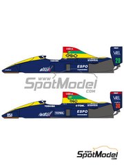 Shunko Models: Marking / livery 1/24 scale - Lola Lamborghini LC90 Larrousse Team sponsored by Toshiba #29, 30 - &Eacute;ric Bernard (FR), Aguri Suzuki (JP) - Japanese Formula 1 Grand Prix, Monaco Formula 1 Grand Prix 1990 - water slide decals and placement instructions - for Hasegawa kit image