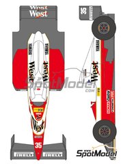 Shunko Models: Marking / livery 1/24 scale - Zakspeed Yamaha ZK 891 Zakspeed F1 Team sponsored by West #34, 35 - Aguri Suzuki (JP), Bernd Schneider (DE) - FIA Formula 1 World Championship 1989 - water slide decals, assembly instructions and tobacco sponsor decals - for Hasegawa reference 20324 image