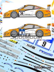 Shunko Models: Marking / livery 1/24 scale - Porsche 911 GT3R sponsored by Hybrid 2.0 #36, 9 - Patrick Long (US) + Jrg Bergmeister (DE) + Marco Holzer (DE) + Richard Lietz (AT) - 24 Hours Nrburgring 2011 - water slide decals and assembly instructions - for Fujimi references FJ123905 and RS-85