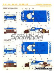Shunko Models: Marking / livery 1/24 scale - Porsche 962C sponsored by Omron #17, 55 - Klaus Ludwig (DE) + Price Cobb (US), Vern Schuppan (AU) + Eje Elgh (SE) + Keiji Matsumoto (JP) - All Japan Sport Prototype Championship (JSPC), WEC Japan 1988 and 1989 - water slide decals and placement instructions - for Hasegawa references 20280, 20283, 20318, 20337, 20345, hsg20345, HAS20345, 20363, 20411, 20503, 20535 and 20557 image