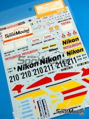 Shunko Models: Decoracin escala 1/24 - Mitsubishi Pajero Equipo Sonauto RalliArt patrocinado por Nikon N 210, 211 - Erwin Weber (DE) + Manfred Hiemer (DE), Didier Auriol (FR) + Philippe Monnet (FR) - Paris El Cabo 1992 - calcas de agua y manual de instrucciones - para la referencia de Tamiya TAM24121