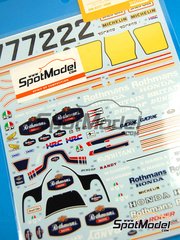 Shunko Models: Marking / livery 1/12 scale - Honda NS500 sponsored by Rothmans #7, 2 - Wayne Gardner (AU), Randy Mamola (US) - Motorcycle World Championship 1985 - water slide decals - for Tamiya reference TAM14050 image