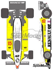 Shunko Models: Marking / livery 1/20 scale - Renault RE30B Turbo sponsored by ELF #15, 16 - Alain Prost (FR), Ren&eacute; Arnoux (FR) - FIA Formula 1 World Championship 1982 - water slide decals and assembly instructions - for Tamiya reference TAM20018 image