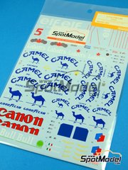 Shunko Models: Marking / livery 1/12 scale - Williams Renault FW14 Williams Grand Prix Engineering Team sponsored by Camel #5, 6 - Nigel Ernest James Mansell (GB), Riccardo Patrese (IT) - Formula 1 World Championship 1992 - water slide decals, placement instructions and tobacco sponsor decals - for Tamiya reference TAM12029