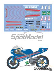 Shunko Models: Decoraci&oacute;n escala 1/12 - Yamaha TZ250M patrocinado por Castrol N&ordm; 1 - Tetsuya Harada (JP) 1994 - calcas de agua y manual de instrucciones - para la referencia de Tamiya TAM14067 image