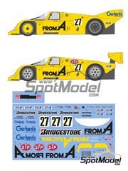 Shunko Models: Marking / livery 1/24 scale - Porsche 962C From A #27 - Harald Grohs (DE) + Akahiko Nakaya (JP), Hideki Okada (JP) + Stanley Dickens (SE) - 24 Hours Le Mans 1988 and 1989 - water slide decals and assembly instructions - for Hasegawa references 20280, 20283, 20318, 20337, 20345, hsg20345, 4967834203457, HAS20345 and 20363, or Model Factory Hiro references MFH-K136 and K-136, or Profil24 reference P24010, or Revell references REV07251, 07251 and 80-7251, or SpotModel reference DISCONTINUED-022, or Tamiya references TAM24089, 24089, TAM24233, 24233, TAM24313 and 24313