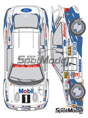 Shunko Models: Marking / livery 1/24 scale - Ford Escort RS Cosworth Group A sponsored by Mobil1 #5, 7 - Tommi M&auml;kinen (FI) + Seppo Harjanne (FI), Francois Delecour (FR) + Daniel Grataloup (FR) - 1000 Lakes Finland Rally 1994 - water slide decals and assembly instructions - for Domino reference DMN24144, or Tamiya reference TAM24153 image