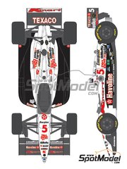 Shunko Models: Marking / livery 1/20 scale - Lola Ford T93/00 sponsored by Havoline Texaco #5, 6 - Mario Andretti (US), Nigel Ernest James Mansell (GB) - CART IndyCar World Series 1993 - water slide decals and assembly instructions - for Tamiya reference TAM20040 image